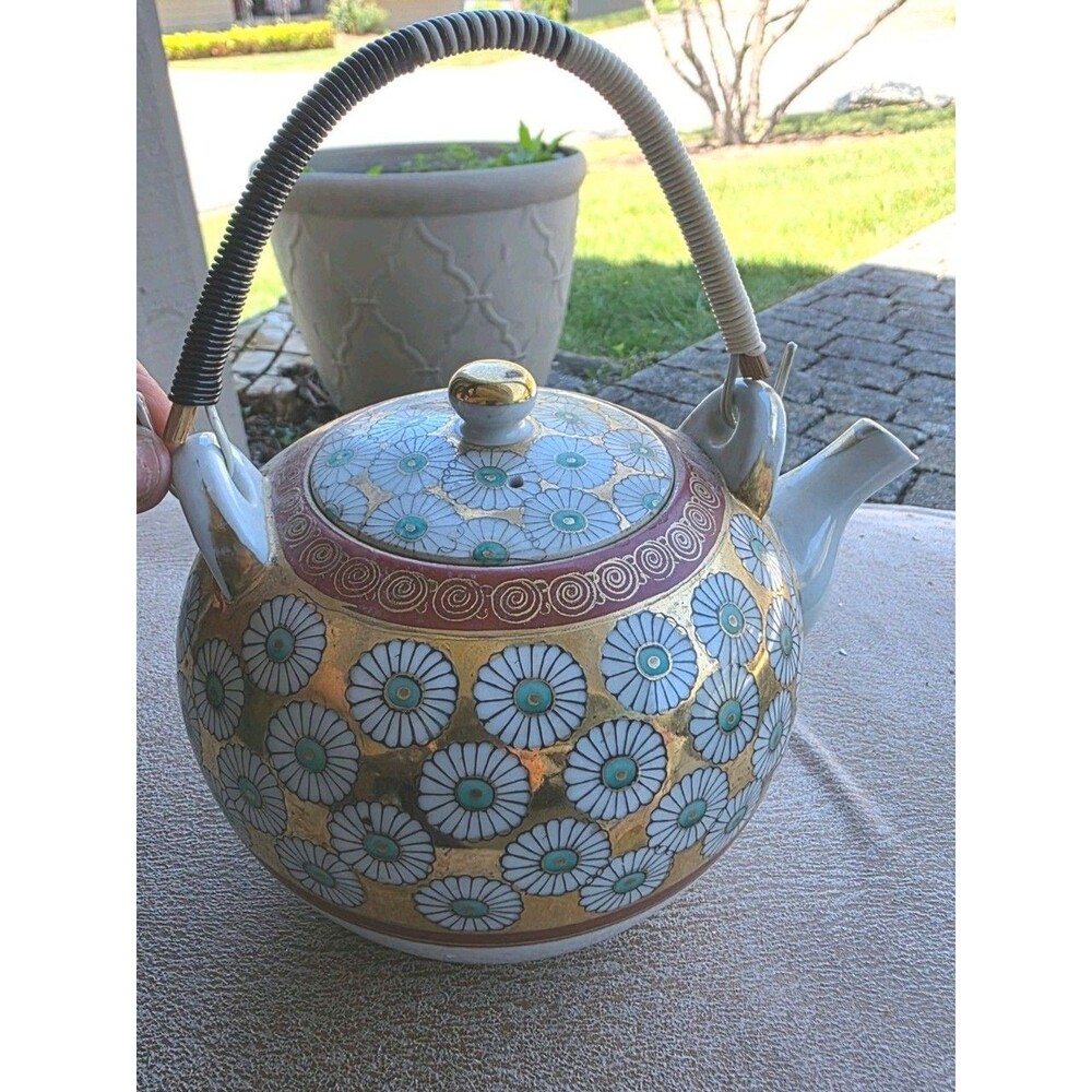 Kyusu Japanese Teapot Flower Garden Ceramic Mesh Japan